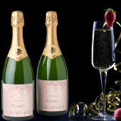 60ste verjaardag: roos goud glitter druppelt naam sparkling wijnetiket