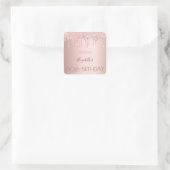 60ste verjaardag: roos goud glitter druppelt naam vierkante sticker (Tas)