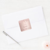 60ste verjaardag: roos goud glitter druppelt naam vierkante sticker (Envelop)