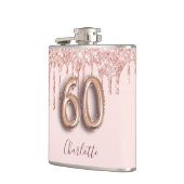 60ste verjaardag roos gouden glitter blush name heupfles (Links)