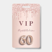 60ste verjaardag roze goud druppels roze badge (Voorzijde)