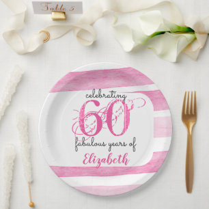 60ste verjaardag ROZE prachtig 60 jaar Papieren Bo Bordje