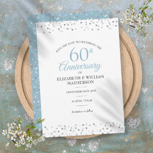 60ste verjaardag Save the Date Harten Confetti  Kaart