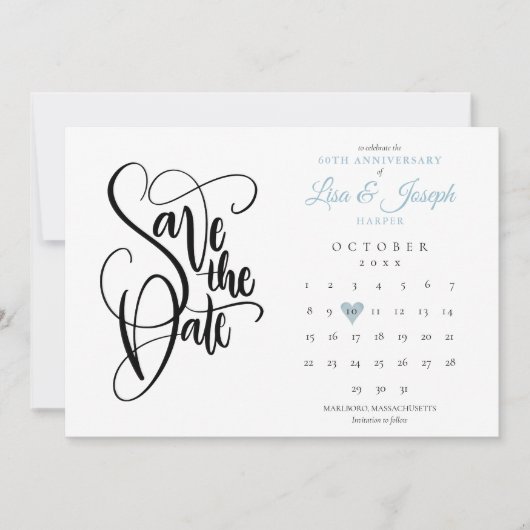 60ste verjaardag Save the Date kalender Blauwe Har (Voorkant)