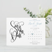 60ste verjaardag Save the Date kalender Blauwe Har (Staand voorkant)