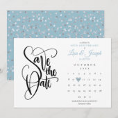 60ste verjaardag Save the Date kalender Blauwe Har (Voorkant / Achterkant)