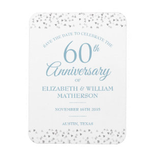 60ste verjaardag Save the Date Love Hearts Magneet