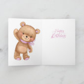 60ste verjaardag schattige roze ballonnen teddykaa kaart (Binnen)