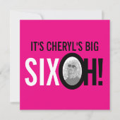 60ste verjaardag SIX OH! foto roze retro Kaart (Voorkant)