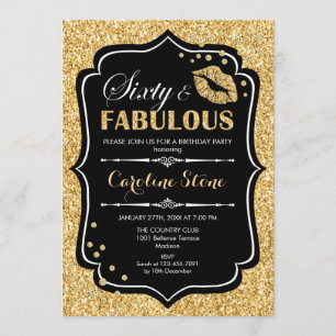 60ste verjaardag - Sixty Fabulous Gold Black Kaart