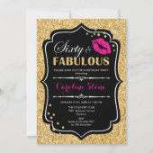 60ste verjaardag - Sixty Fabulous Goud Zwart Roze Kaart (Voorkant)