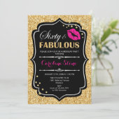 60ste verjaardag - Sixty Fabulous Goud Zwart Roze Kaart (Staand voorkant)