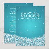 60ste verjaardag Ster Sparkle Blue Kaart (Voorkant / Achterkant)