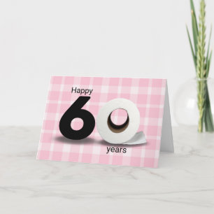 60ste verjaardag toiletpapierrol op geruit kaart