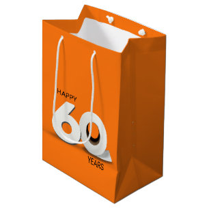 60ste verjaardag toiletpapierrol op neon oranje medium cadeauzakje