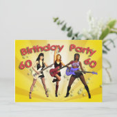 60ste verjaardag uitnodiging met een meisje band (Staand voorkant)