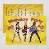 60ste verjaardag uitnodiging met een meisje band (Voorkant / Achterkant)