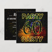 60ste verjaardag uitnodiging met vuurwerk (Voorkant / Achterkant)