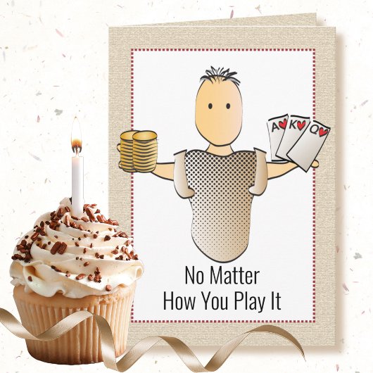 60ste verjaardag van Funny Gambling Poker Cartoon Kaart