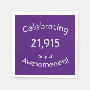 60ste verjaardag vieren 21,915 dagen Awesomeness Servet