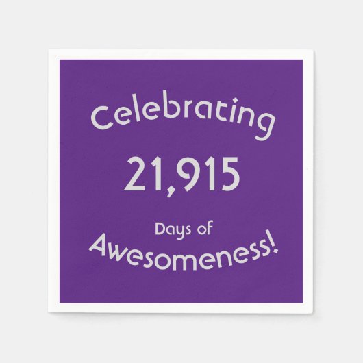 60ste verjaardag vieren 21,915 dagen Awesomeness Servet (Voorkant)
