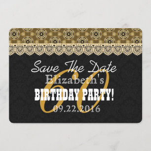 60ste verjaardag voor haar A02 Black en Gold Save The Date