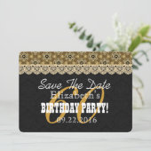 60ste verjaardag voor haar A02 Black en Gold Save The Date (Staand voorkant)