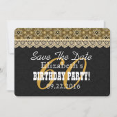 60ste verjaardag voor haar A02 Black en Gold Save The Date (Voorkant)