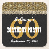 60ste verjaardag voor haar A13 Black en Gold Kartonnen Onderzetters (Voorkant)