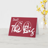 60ste verjaardag voor papa, witte letters op rood. kaart (Gele Bloem)