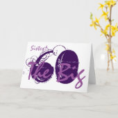 60ste Verjaardag voor zuster, paarse tekst op wit Kaart (Gele Bloem)