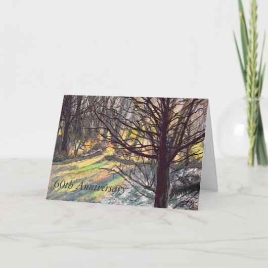 60ste verjaardag wenskaart Zonlicht in bomen Kaart (Voorkant)
