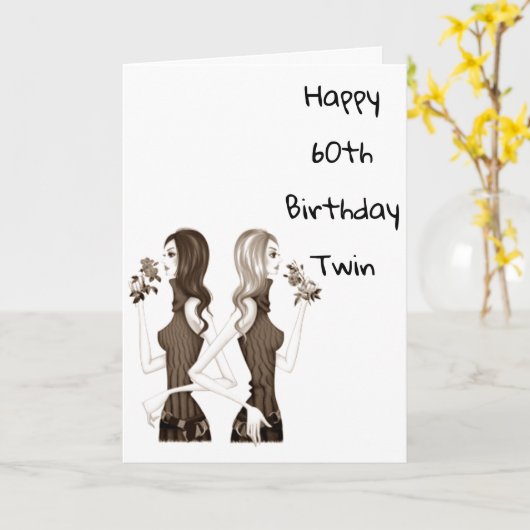 **60ste** VERJAARDAG WENST MIJN **TWEELINGZUS** Kaart (Gele Bloem)