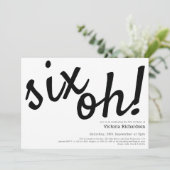 60ste verjaardag zes Oh! Minimalistisch zwart wit Kaart (Staand voorkant)