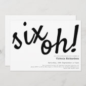 60ste verjaardag zes Oh! Minimalistisch zwart wit Kaart (Voorkant / Achterkant)