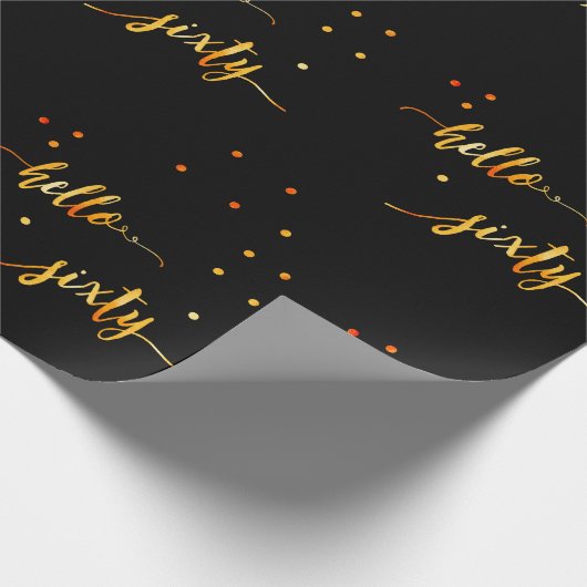 60ste verjaardag zwart goud typografie script cadeaupapier (Hoek)