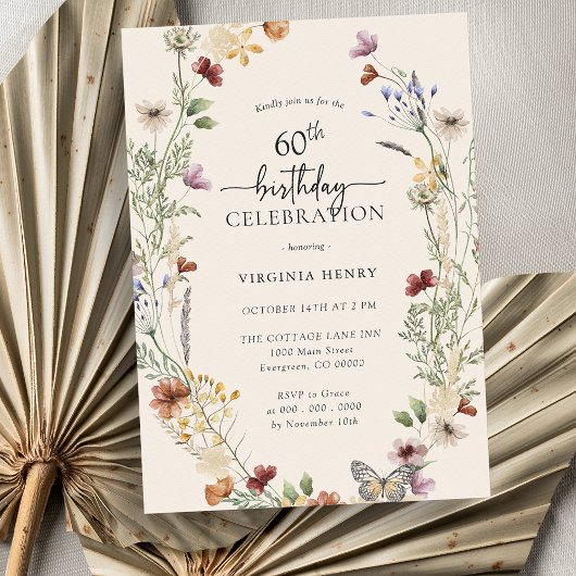 60ste verjaardagsbloemen uitnodiging