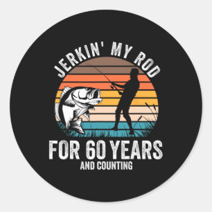 60ste verjaardagscadeau voor vissers Mannen Funny Ronde Sticker