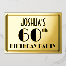 60ste verjaardagsfeest — Art Deco-look “60” + naam Folie Uitnodiging