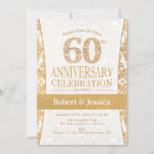 60ste Verjaardagsfeest - Goud Wit Kaart (Voorkant)