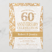 60ste verjaardagsfeest - Goud Wit Kaart (Voorkant / Achterkant)