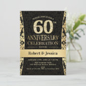 60ste verjaardagsfeest - Goud Zwart Kaart (Staand voorkant)