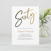60ste verjaardagsfeest met elegante moderne script kaart (Staand voorkant)