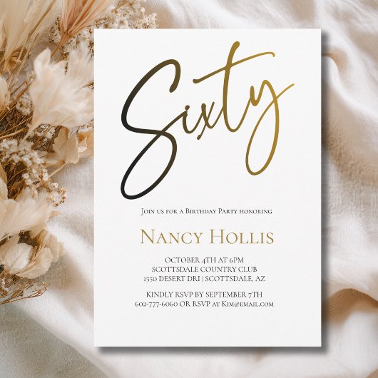 60ste verjaardagsfeest met elegante moderne script kaart