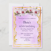 60ste verjaardagsfeest met kersenbloemen op violet kaart (Voorkant)