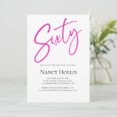 60ste verjaardagsfeest met moderne elegante script kaart (Staand voorkant)