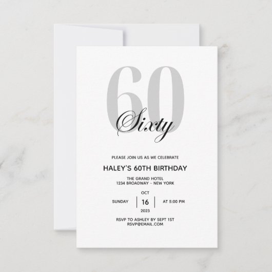 60ste Verjaardagsfeest Minimaal Chic Kaart (Voorkant)