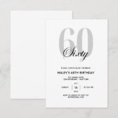 60ste Verjaardagsfeest Minimaal Chic Kaart (Voorkant / Achterkant)