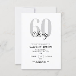 60ste Verjaardagsfeest Minimaal Chic Kaart