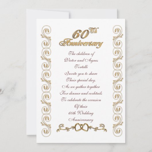 60ste verjaardagsfeest voor ouders kaart (Voorkant)